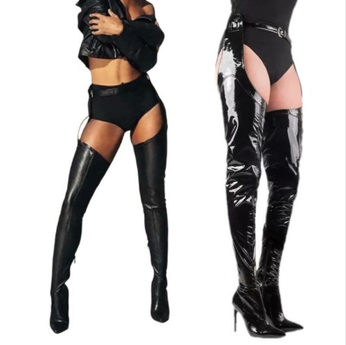 knee high boots with belt attached